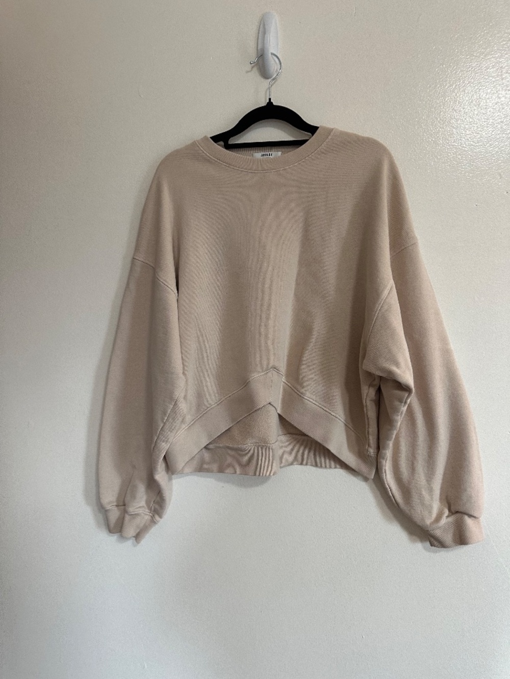 Agolde  Chevron Sweatshirt Cropped Sweatshirt, Beige, Size large - Picture 2 of 7